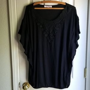 NWT EXTRA TOUCH BLACK EMBELLISHED PULLOVER BLOUSE